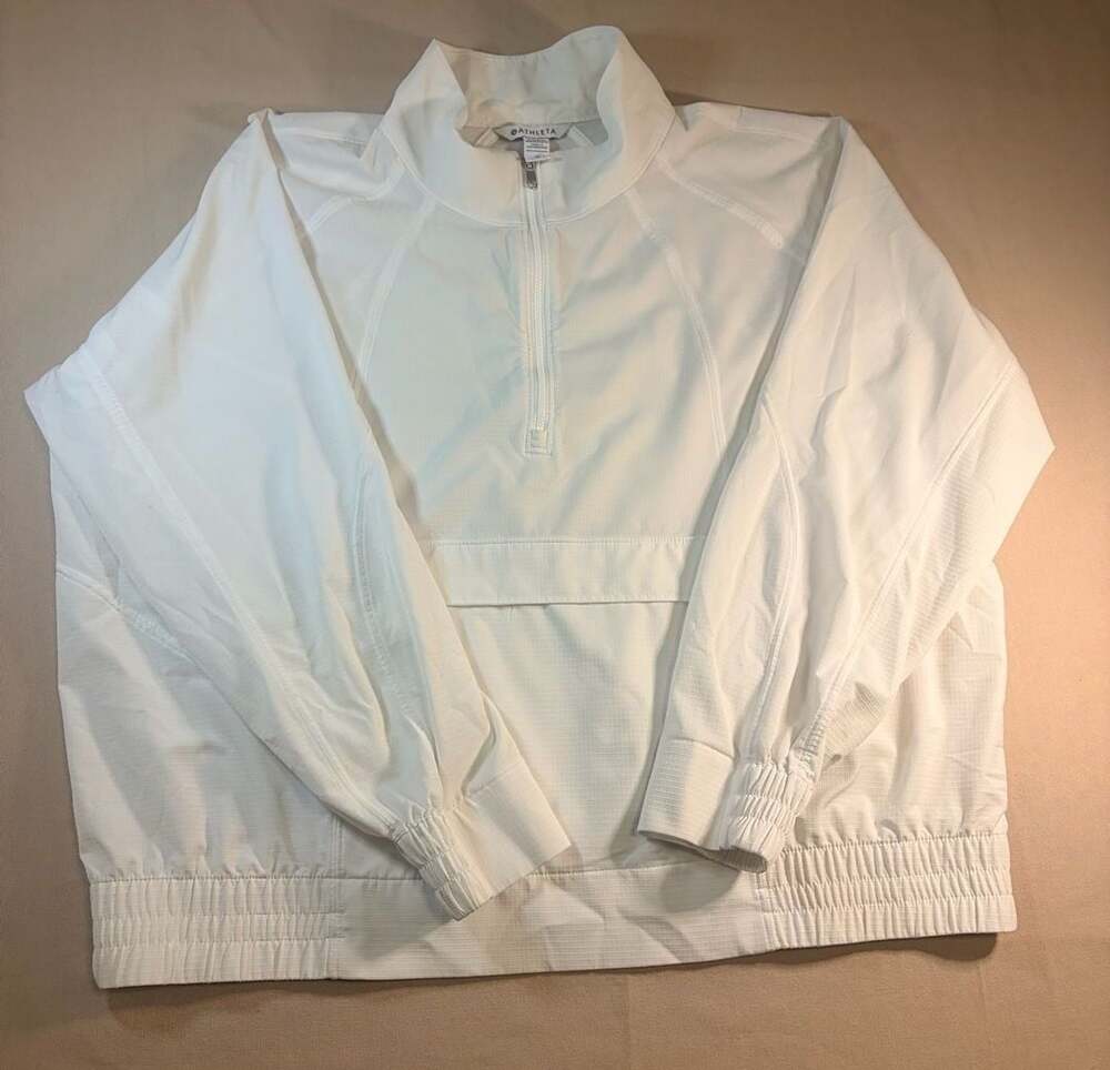 Athleta 1/4 Zip Pullover Size 1X White Ripstop Track Jacket